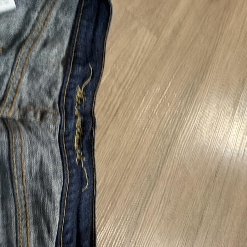 32x30 Blue Pleated Bootcut Flared Jeans Y2K Indie - Picture 3 of 6